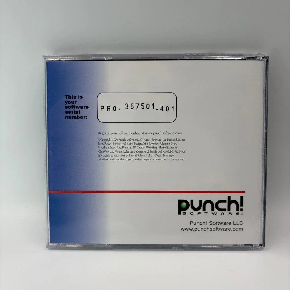 Punch Professional Home Design Suite PC Software‎ Windows 95 98 2000 ME Vtg CD